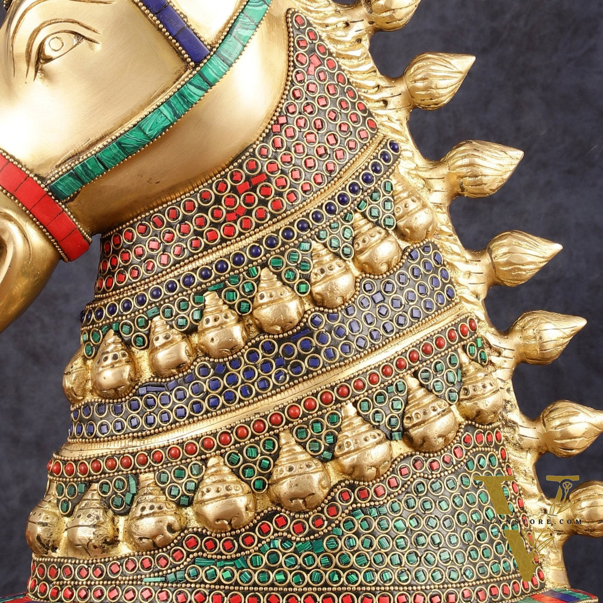 Brass Horse Head Sculpture with Meenakari - 14.5" | Exquisite Artistry