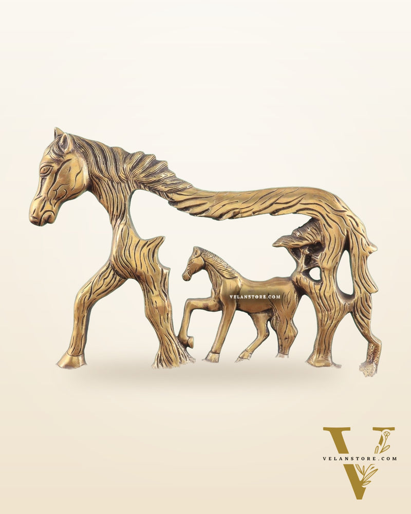 Brass Horse Showpiece 2D – Tabletop & Wall Hanging