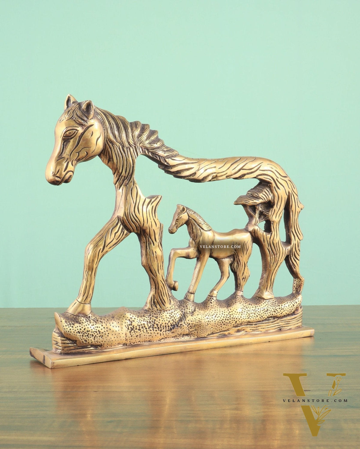 Brass Horse Showpiece 2D – Tabletop & Wall Hanging