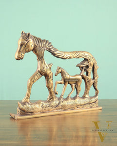 Brass Horse Showpiece 2D – Tabletop & Wall Hanging