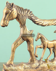 Brass Horse Showpiece 2D – Tabletop & Wall Hanging