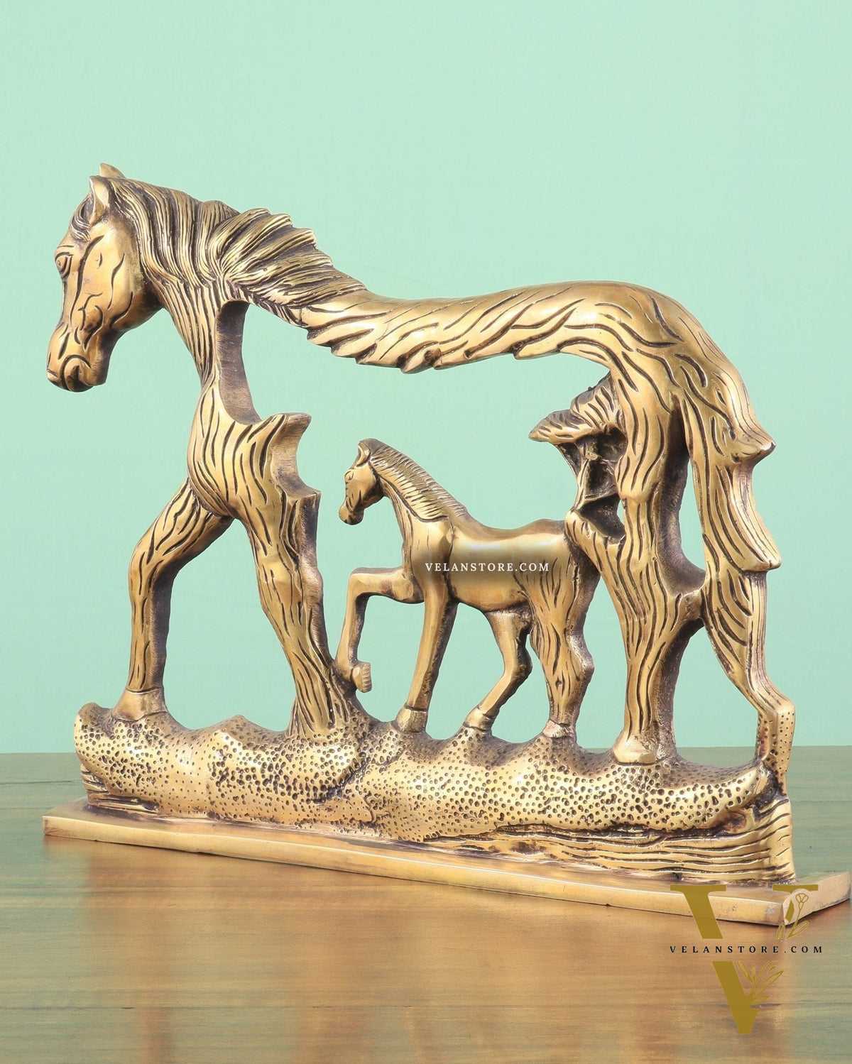 Brass Horse Showpiece 2D – Tabletop & Wall Hanging