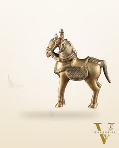 Brass Horse Standing Showpiece Statue – Elegant Design | 7.5 Inches