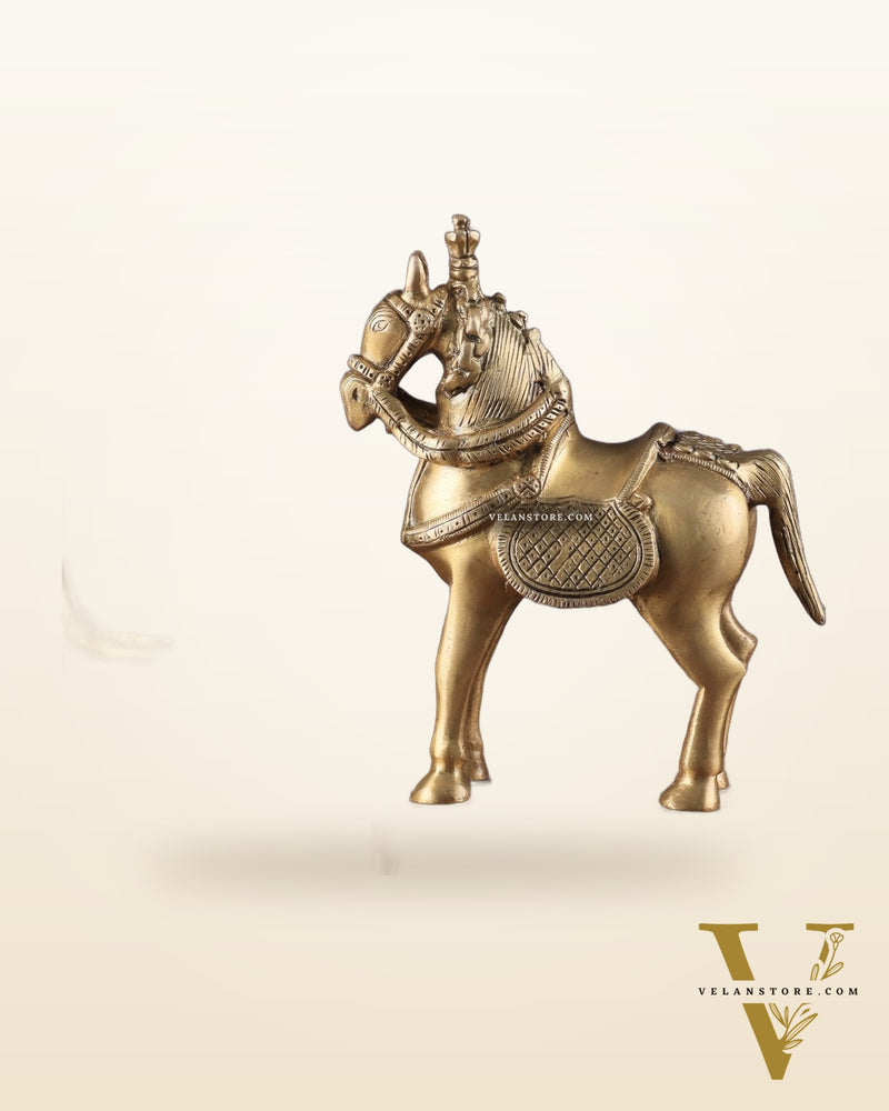 Brass Horse Standing Showpiece Statue – Elegant Design | 7.5 Inches