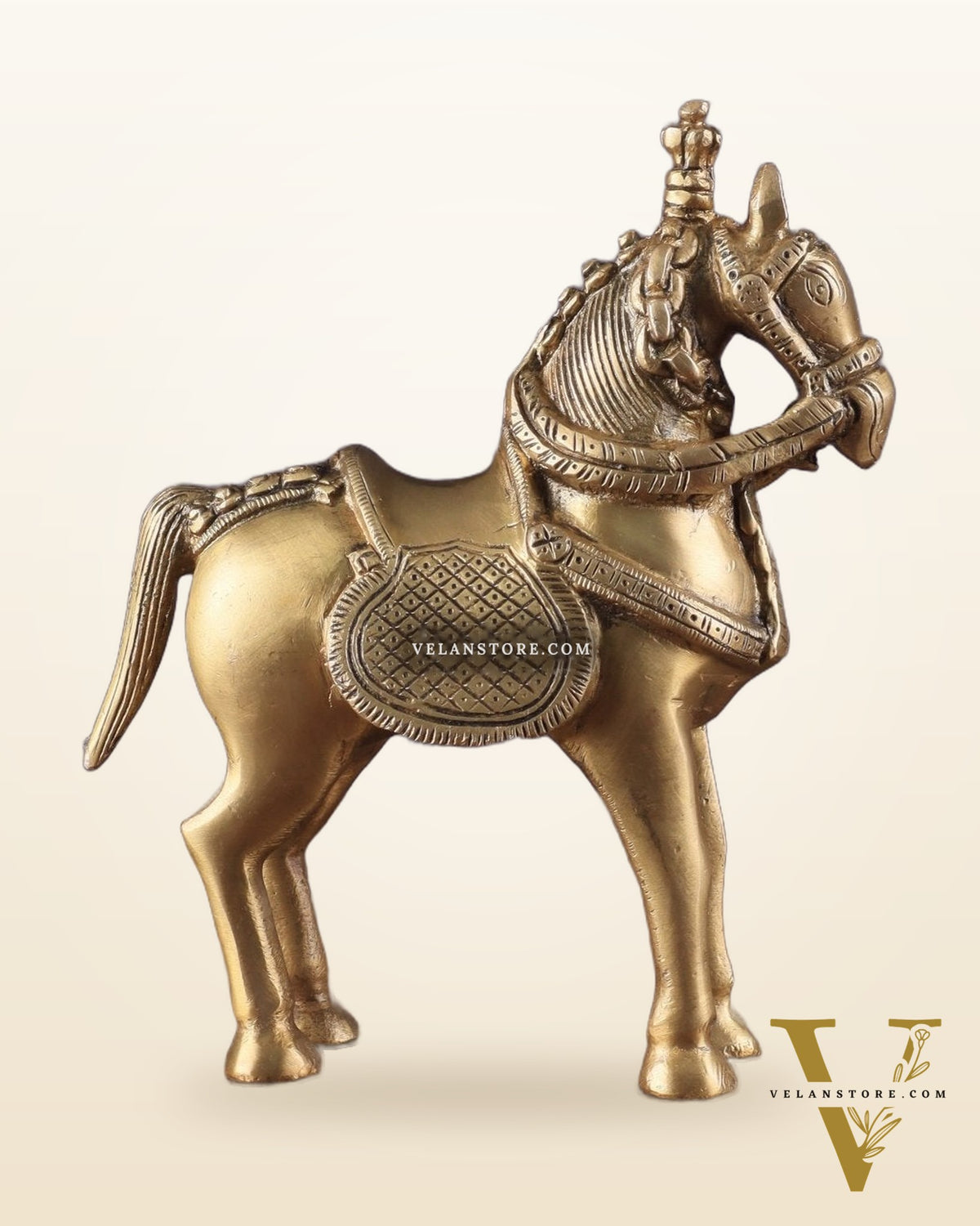 Brass Horse Standing Showpiece Statue – Elegant Design | 7.5 Inches