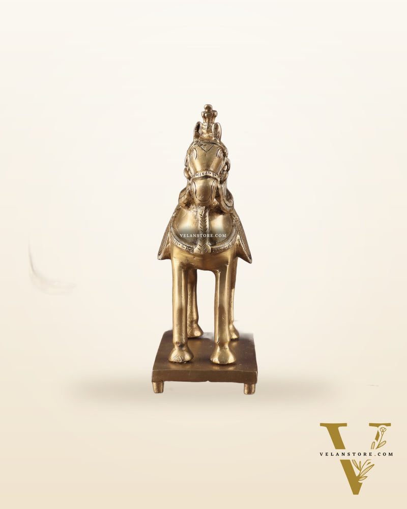 Brass Horse Standing Showpiece Statue – Elegant Design | 7.5 Inches