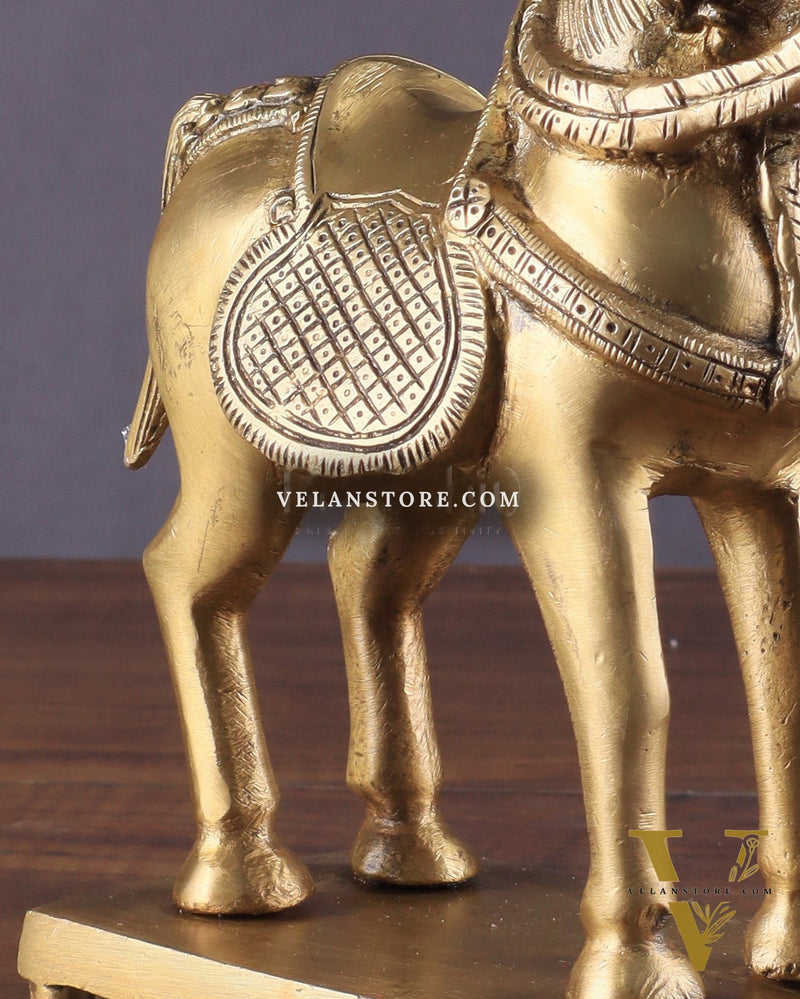 Brass Horse Standing Showpiece Statue – Elegant Design | 7.5 Inches