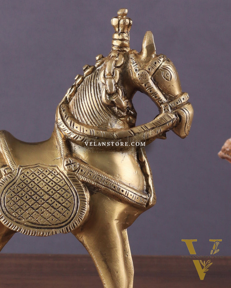 Brass Horse Standing Showpiece Statue – Elegant Design | 7.5 Inches