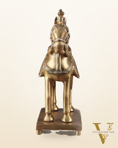 Brass Horse Standing Showpiece Statue – Elegant Design | 7.5 Inches