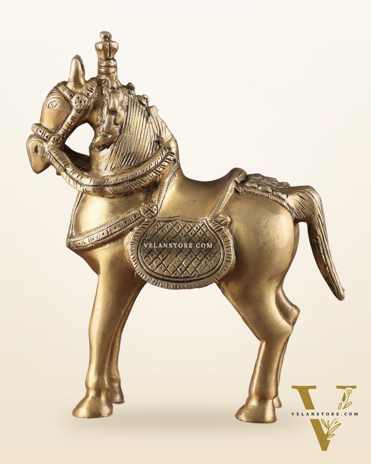 Brass Horse Standing Showpiece Statue – Elegant Design | 7.5 Inches