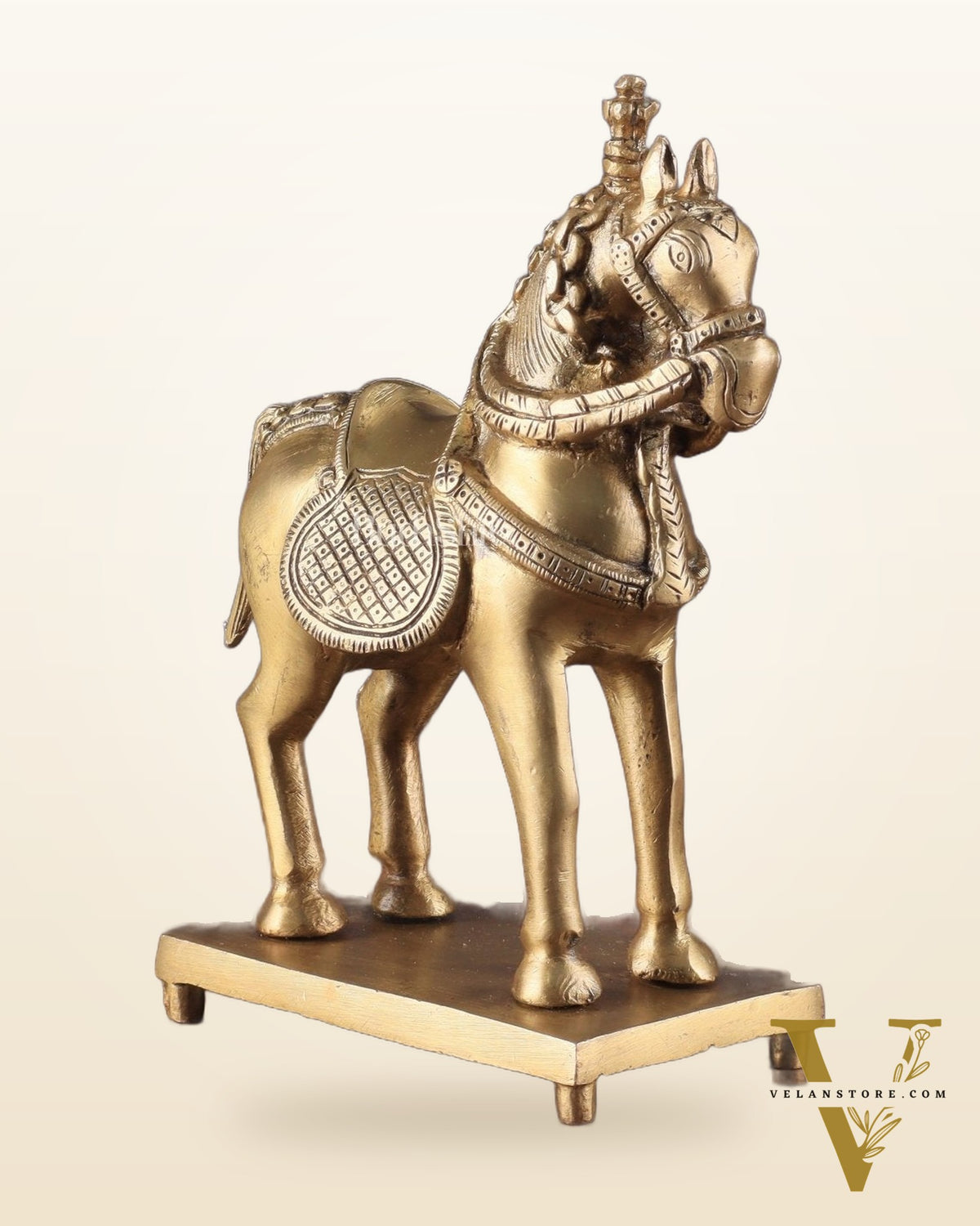 Brass Horse Standing Showpiece Statue – Elegant Design | 7.5 Inches