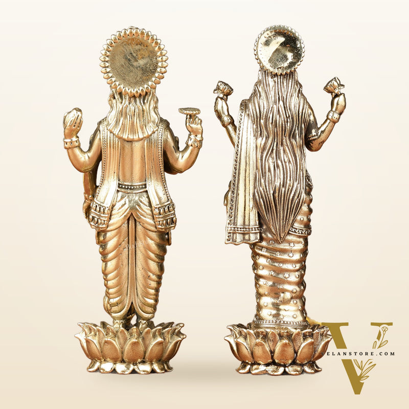 Brass Intricate Standing Vishnu lakshmi idols 6"