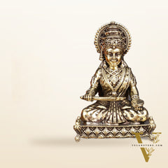 Brass Intricately Carved Annapurna Devi Idol - Lightweight Superfine 3"