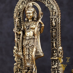 Brass Intricately Carved Ram Lalla Idol - Inspired by Ayodhya Temple, 8" Tall