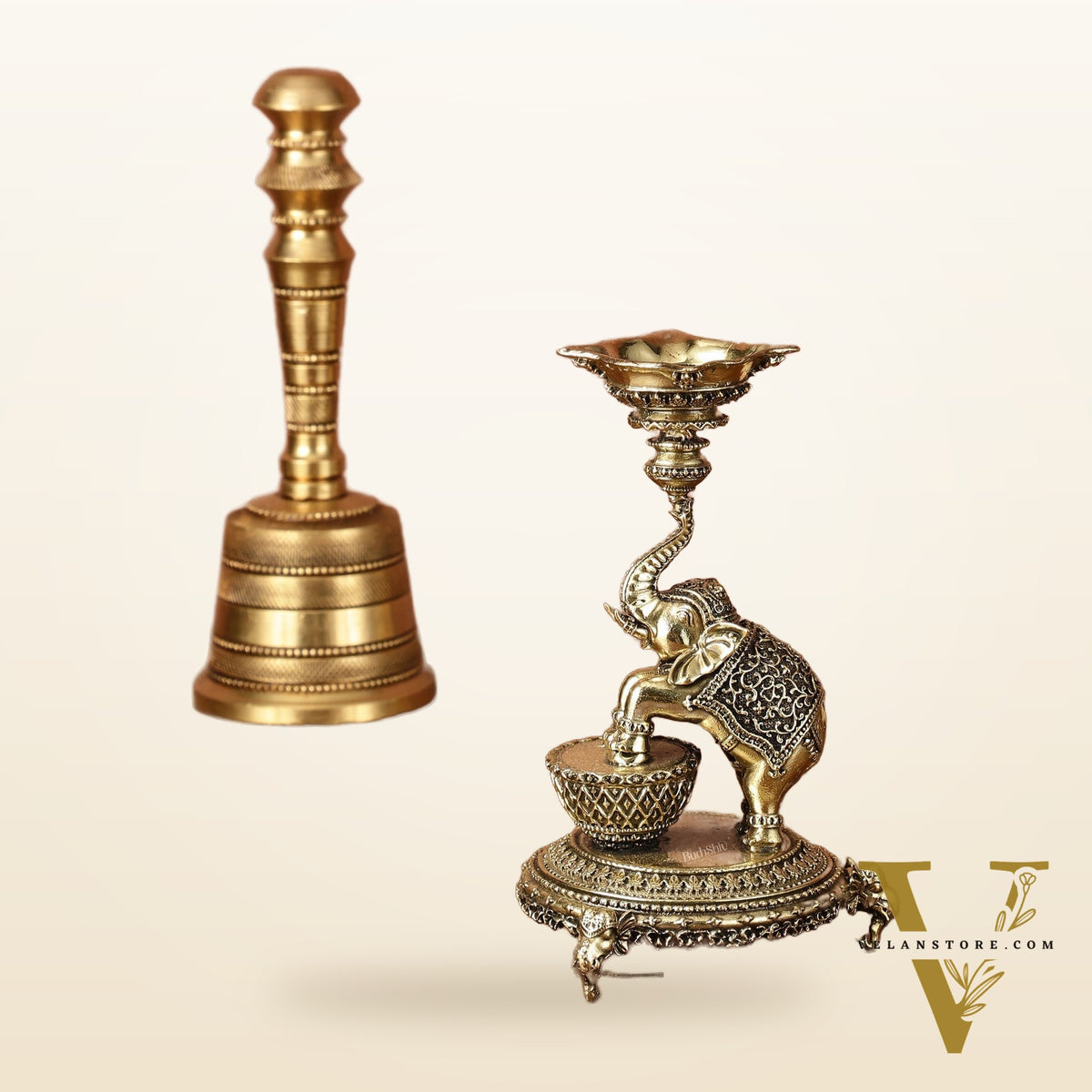 Brass Jumping Elephant Lamp Oil Diya | 6 Inch Height