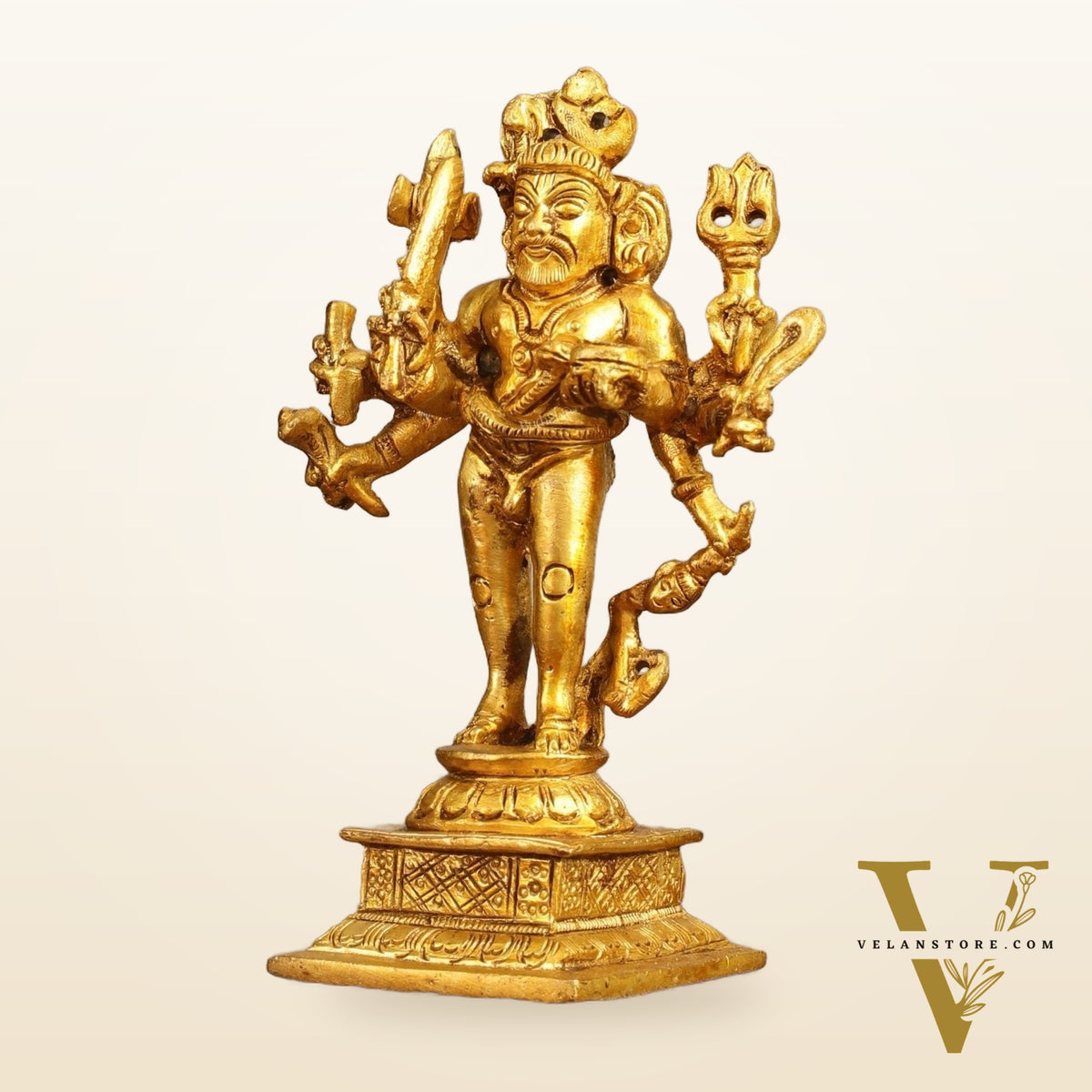 Brass Kaal Bhairava Idol - 5 in Height