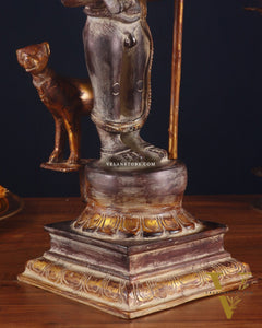 Brass Kaal Bhairava Statue with dog black stone finish 18 inch
