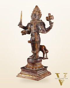 Brass Kaal Bhairava Statue with dog black stone finish 18 inch