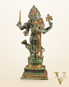 Brass Kaal Bhairava Statue with dog stone finish 18 inch