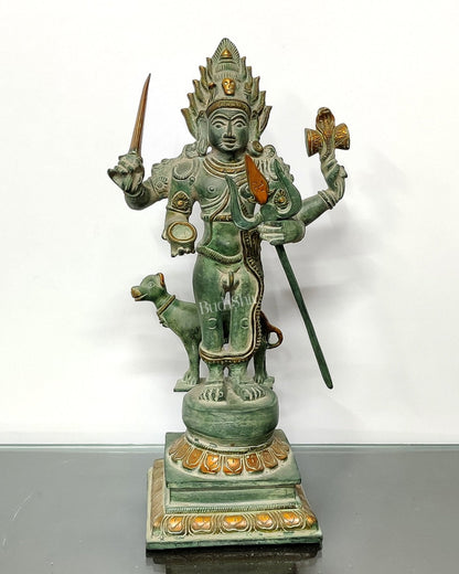 Brass Kaal Bhairava Statue with dog stone finish