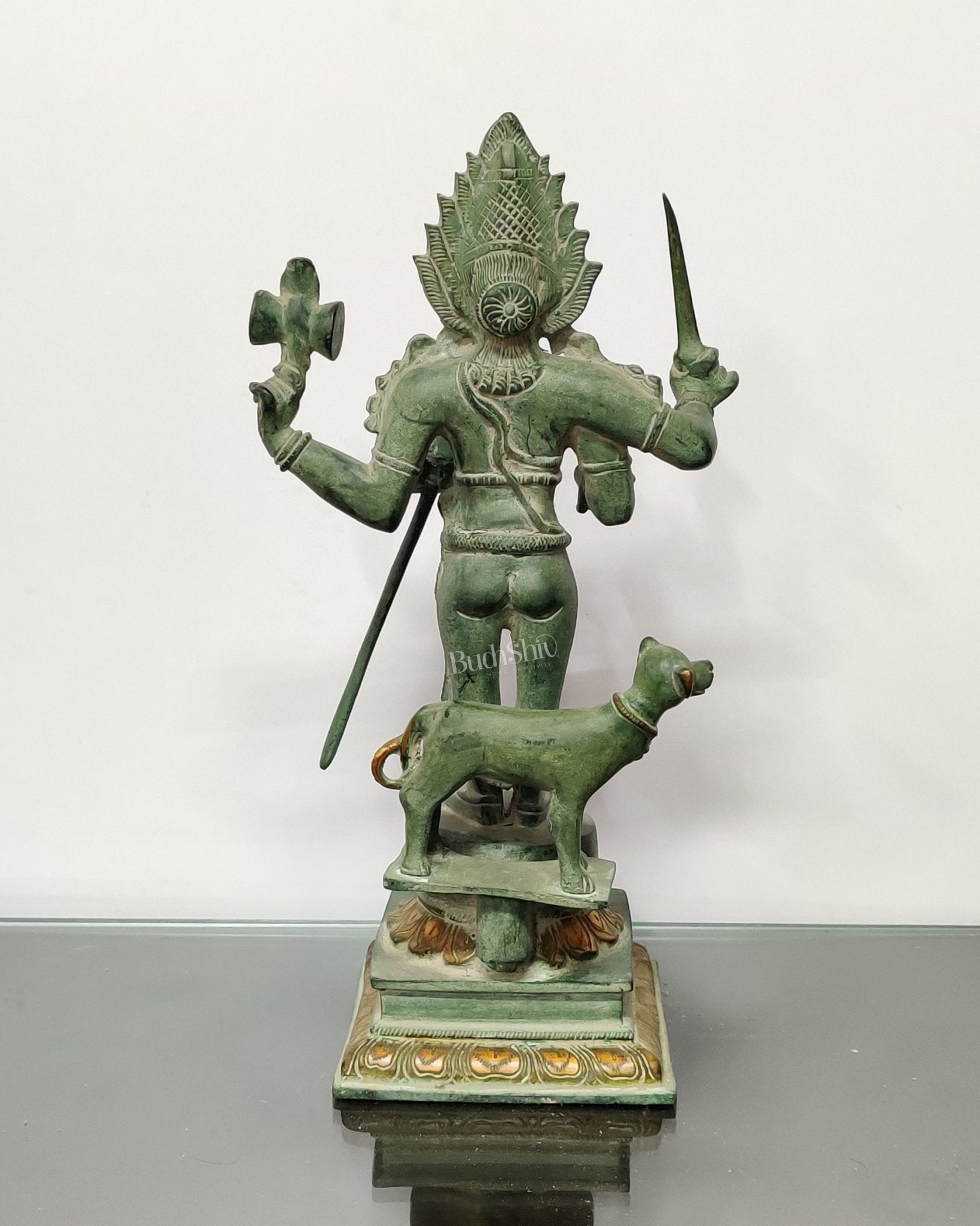 Brass Kaal Bhairava Statue with dog stone finish