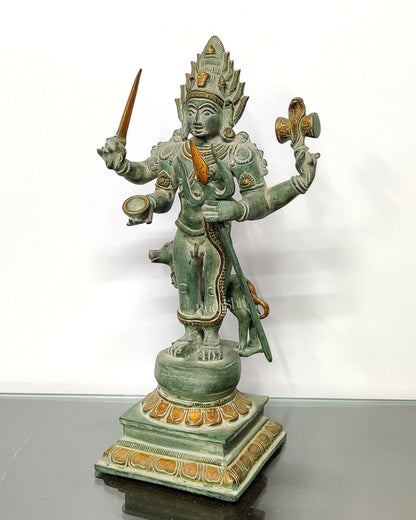 Brass Kaal Bhairava Statue with dog stone finish