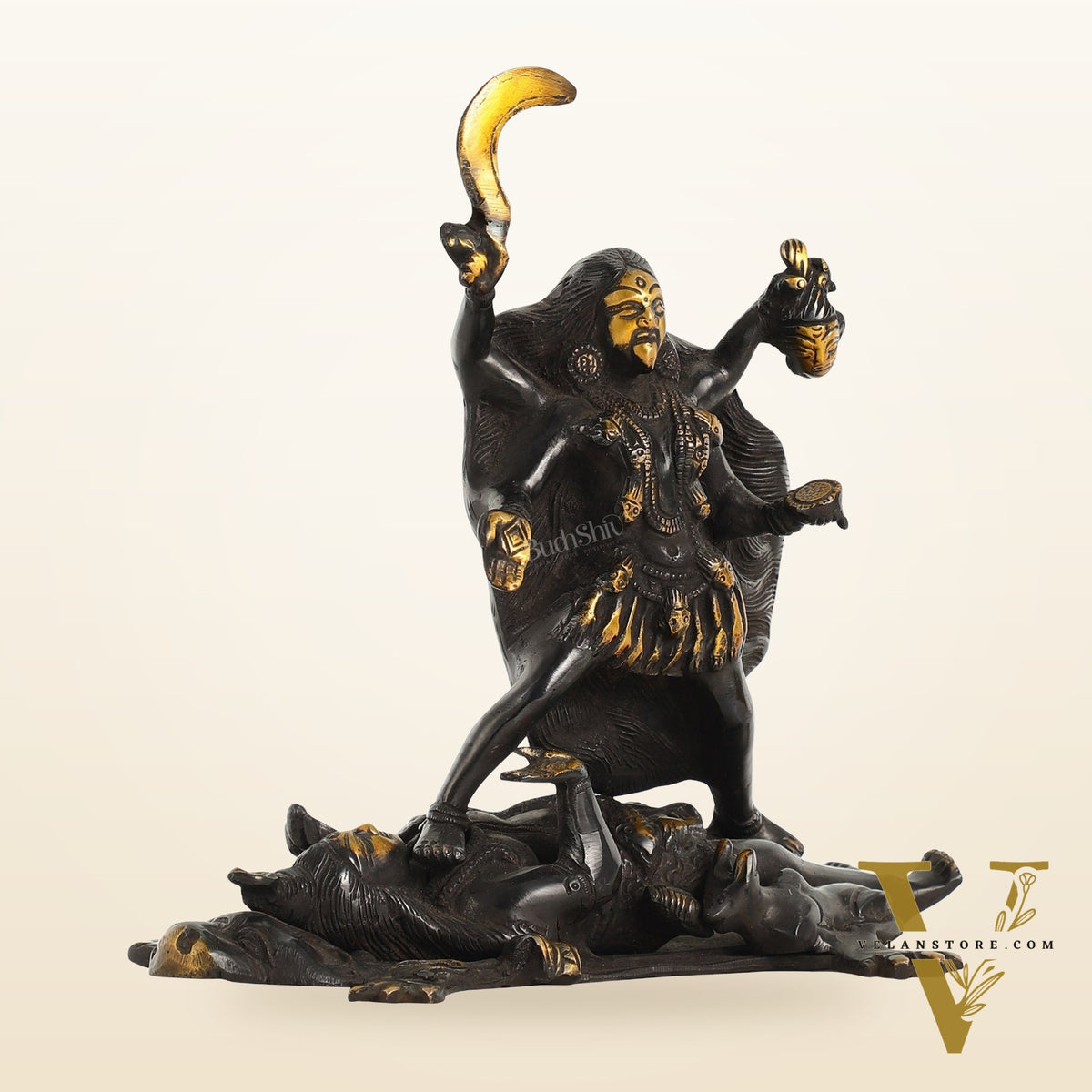 Brass Kali Ma Idol - 8.5 Inch Height