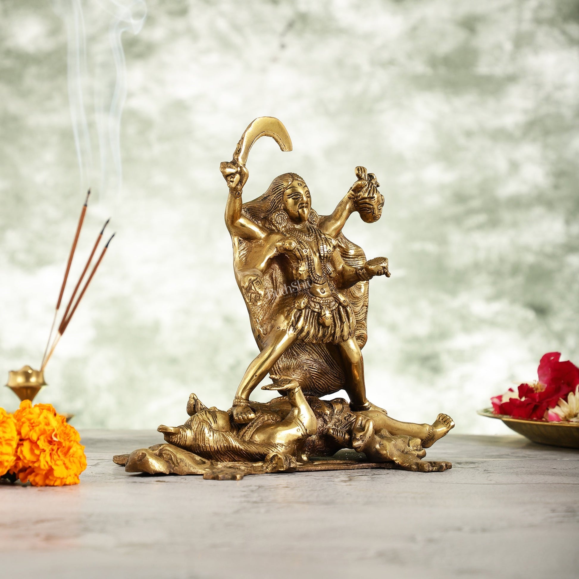 Brass Kali Ma Idol - 8.5 Inch Height