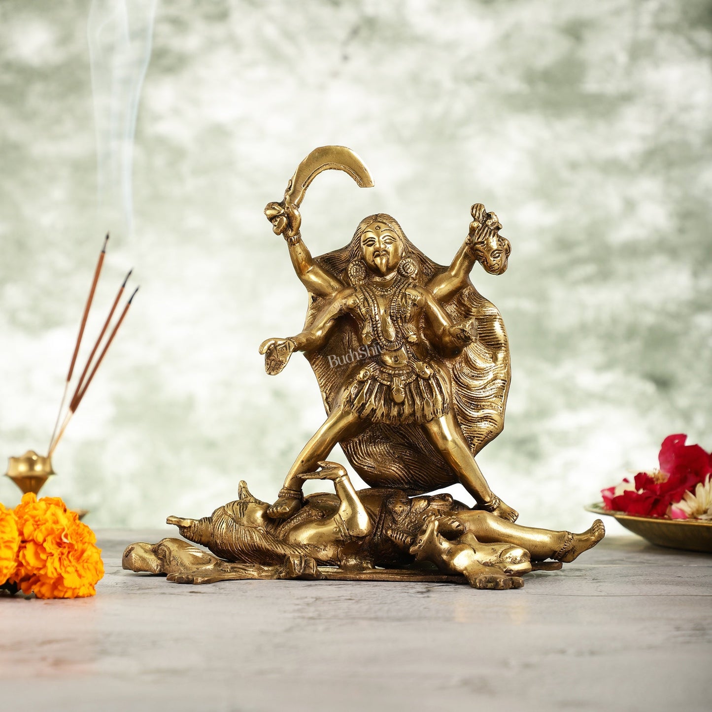 Brass Kali Ma Idol - 8.5 Inch Height