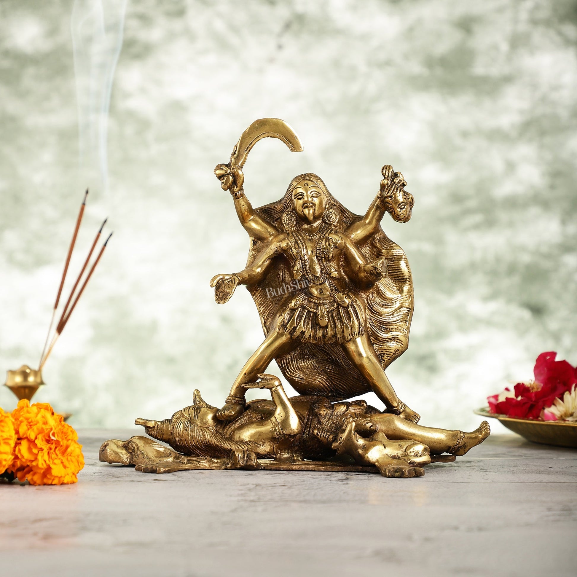 Brass Kali Ma Idol - 8.5 Inch Height