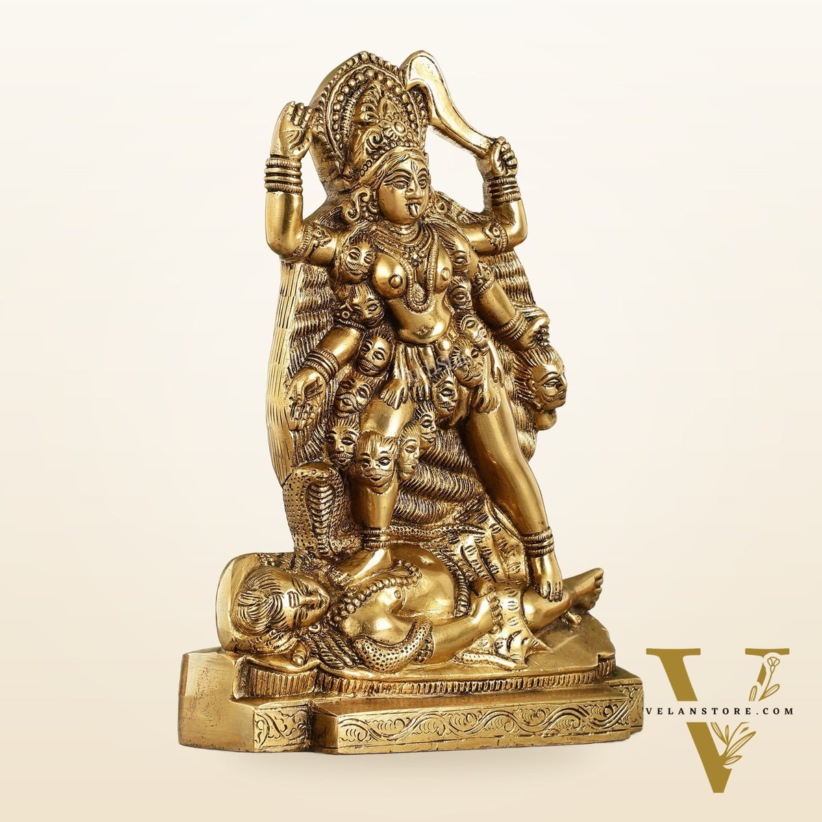 Brass Kali Ma Idol - 9.5 Inch Height
