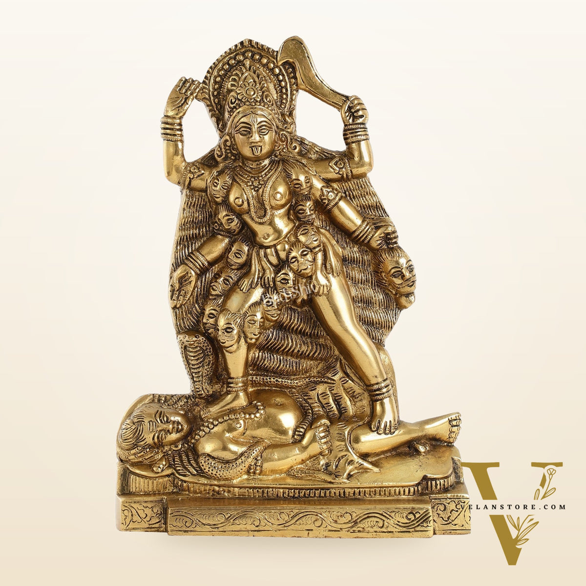 Brass Kali Ma Idol - 9.5 Inch Height