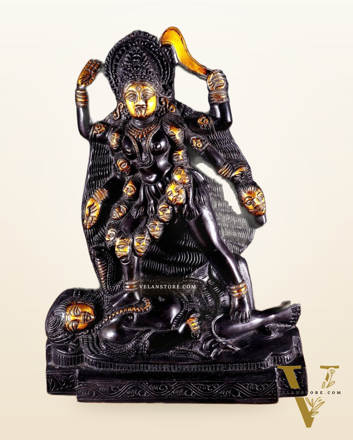 Brass Kali Ma Idol - 9.5 Inch Height
