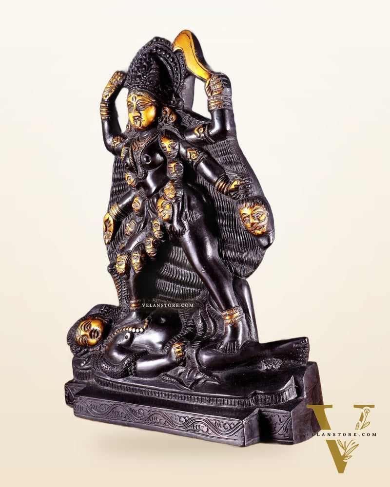 Brass Kali Ma Idol - 9.5 Inch Height