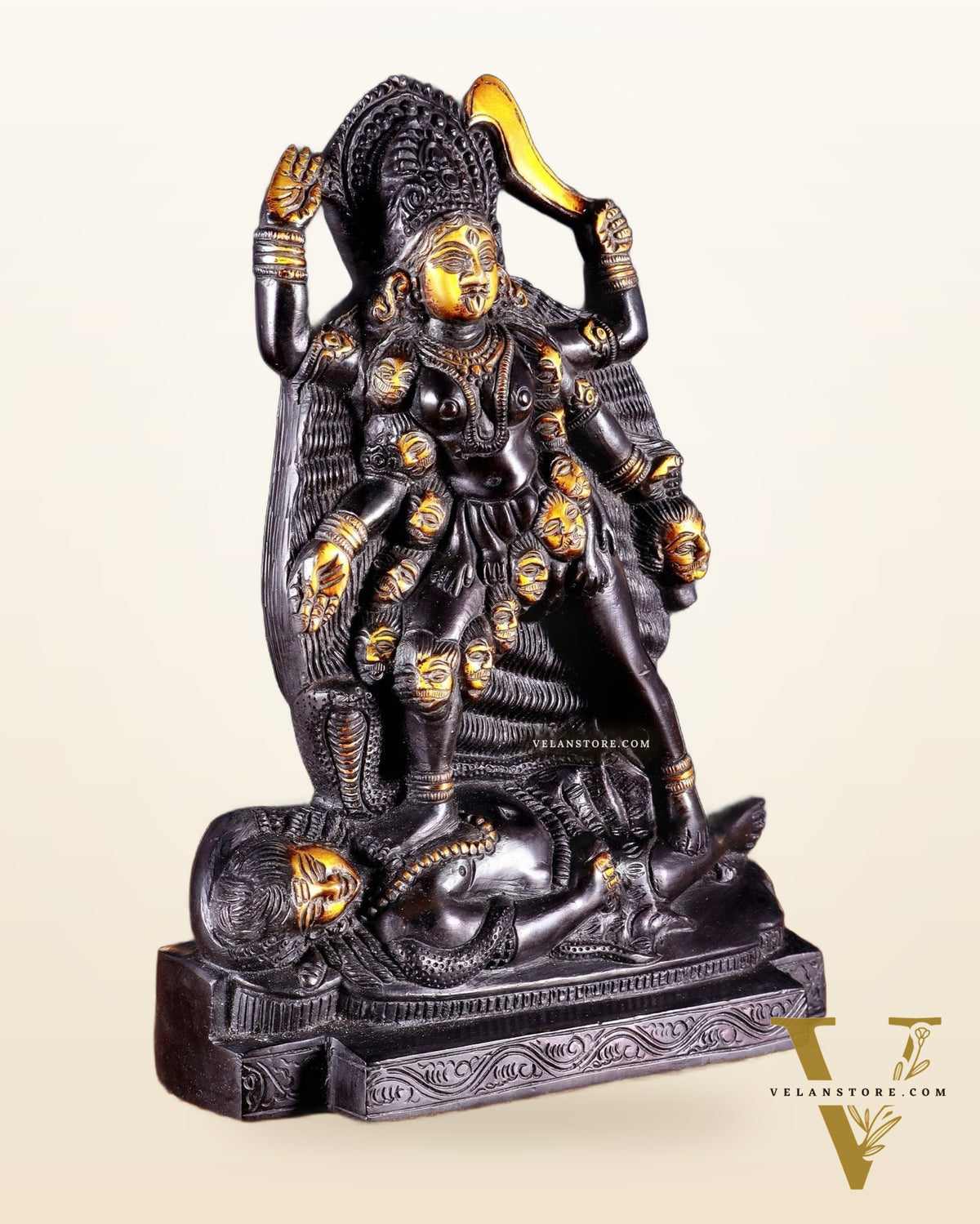Brass Kali Ma Idol - 9.5 Inch Height