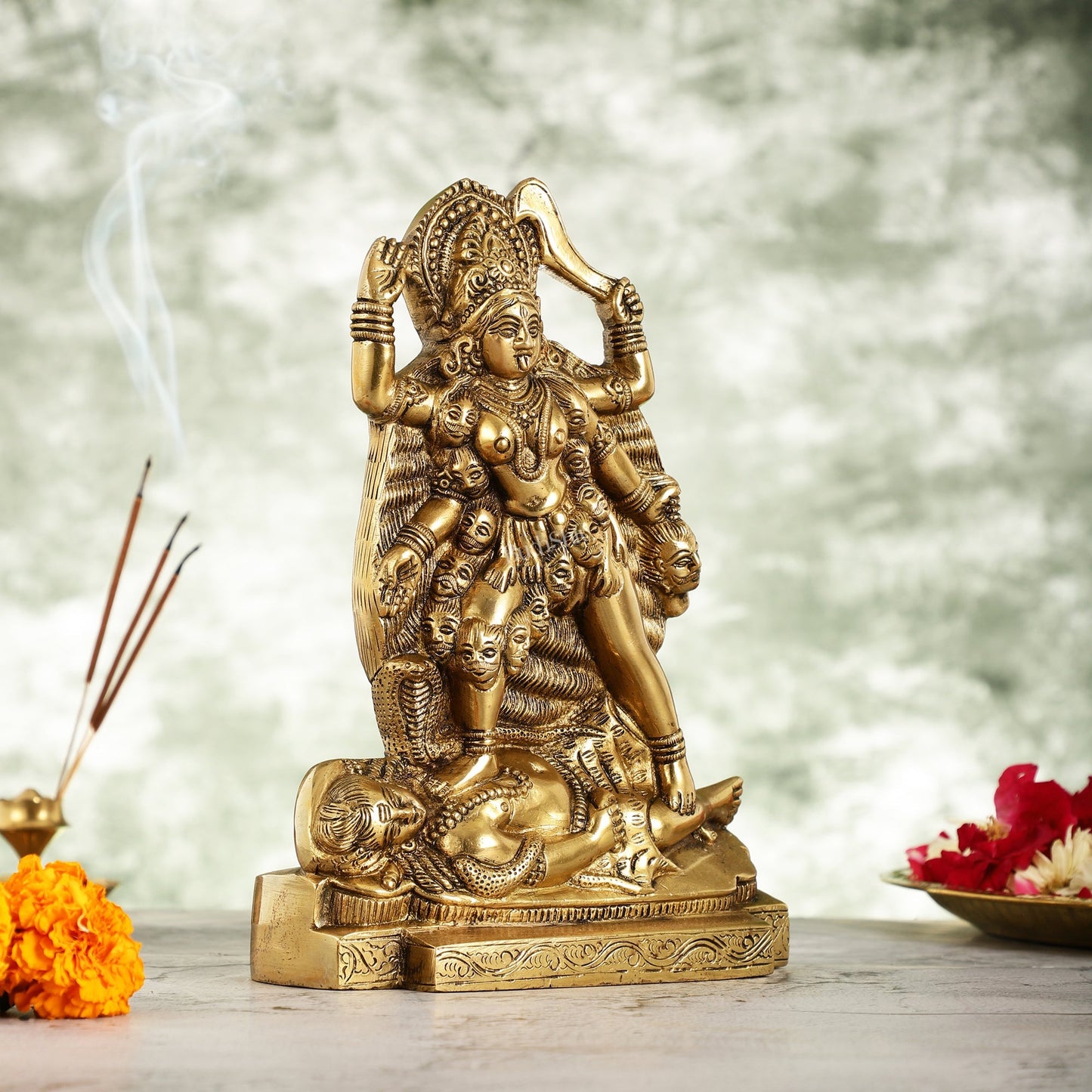 Brass Kali Ma Idol - 9.5 Inch Height