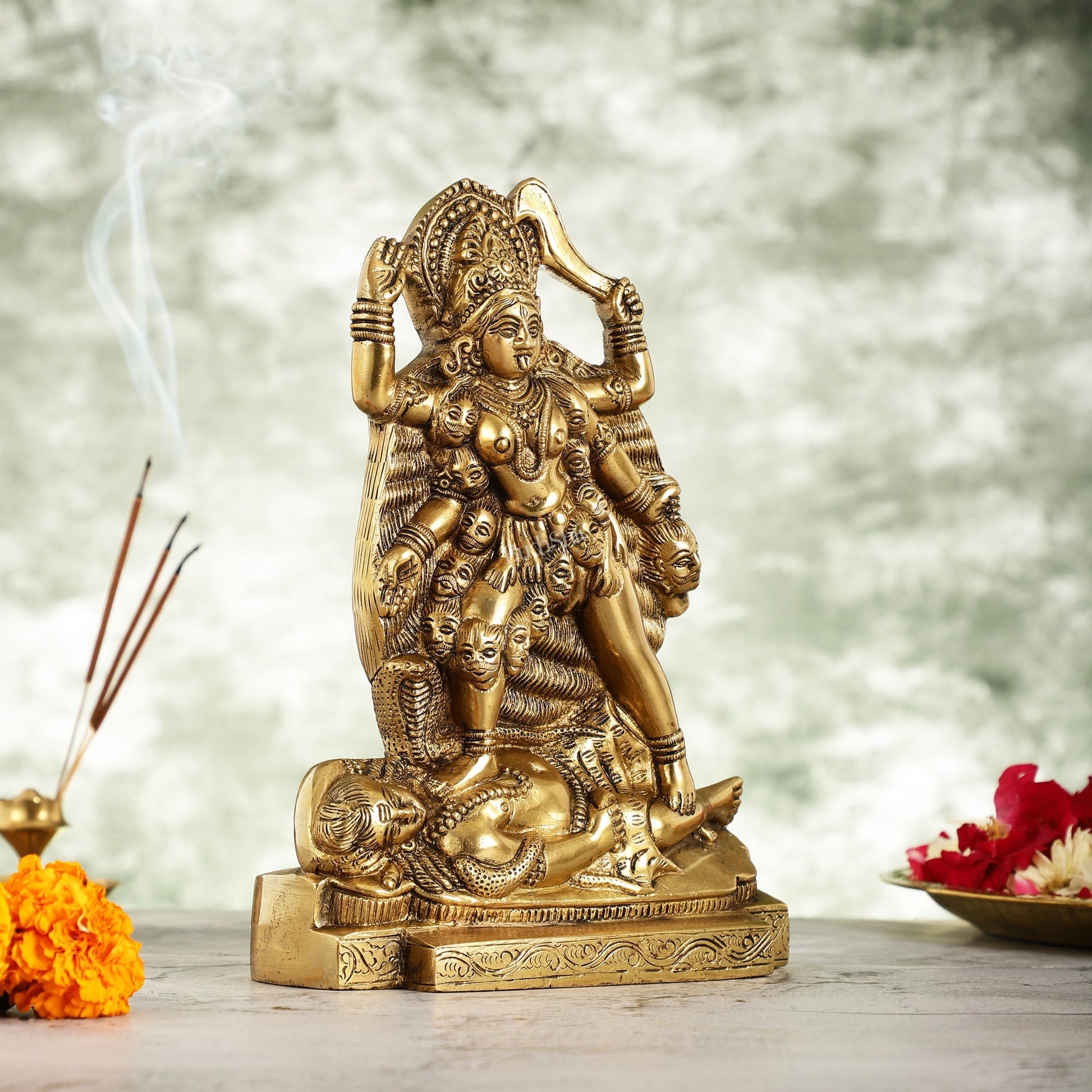 Brass Kali Ma Idol - 9.5 Inch Height