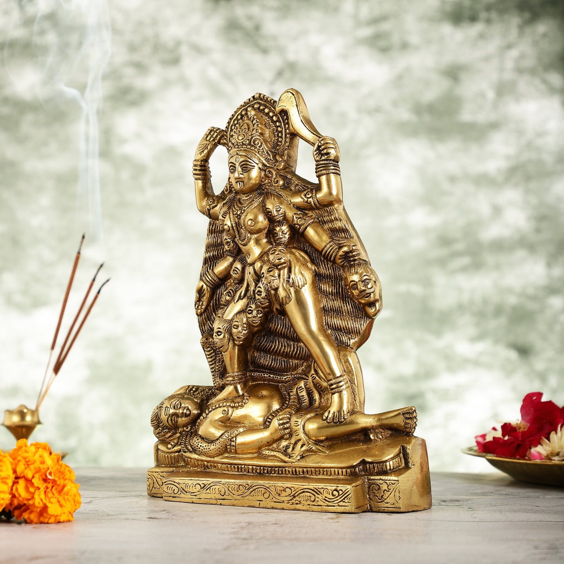 Brass Kali Ma Idol - 9.5 Inch Height