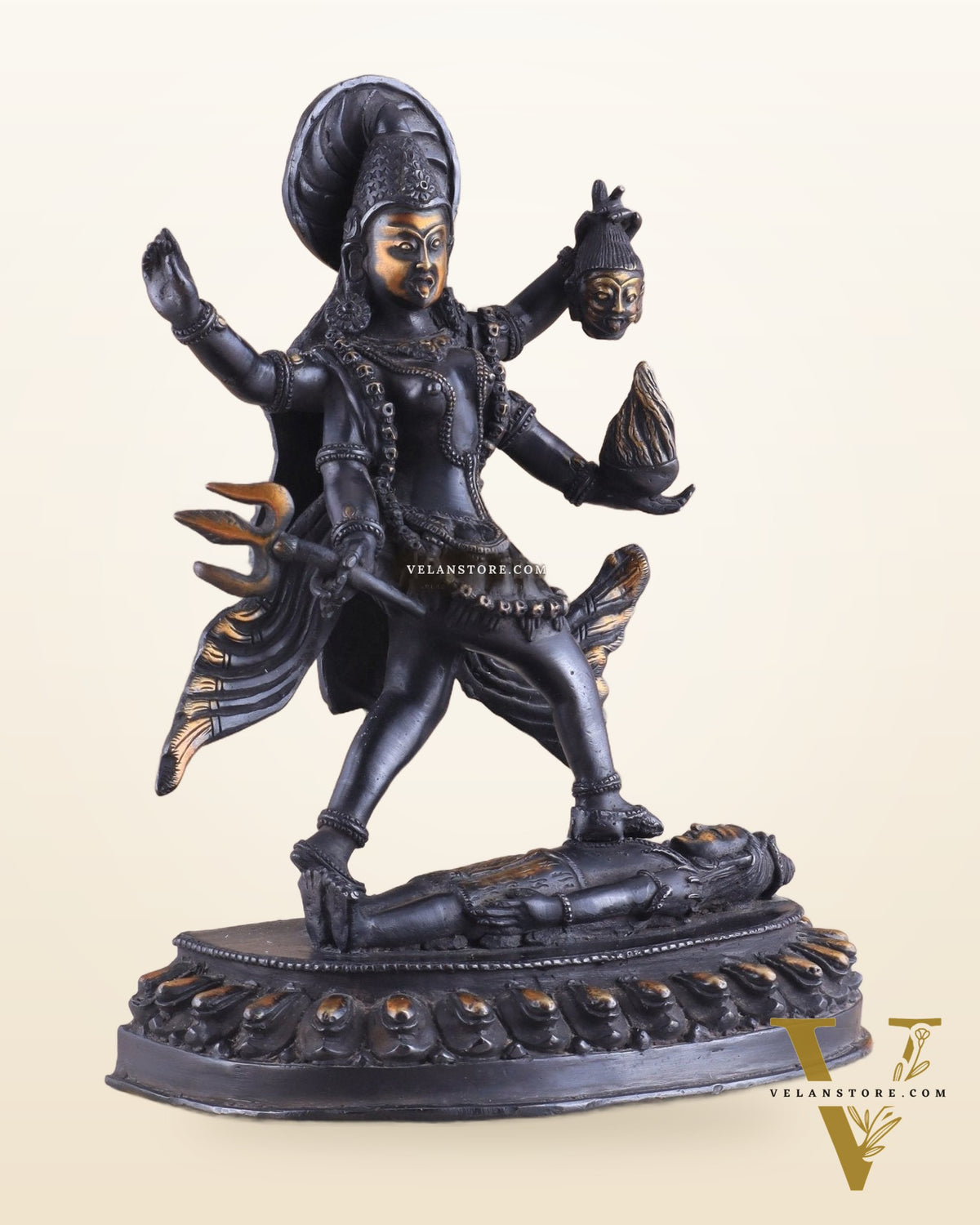 Brass Kali Ma Idol - 9.5 Inch