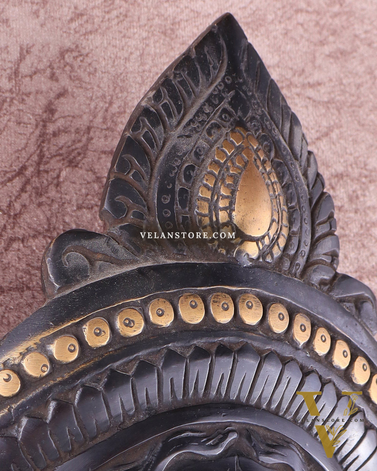 Brass Kali Maa Face wall hanging black edition 10"