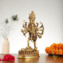 Brass Kali Mata Idol Dashbhuja - 14.25 Inch