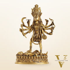 Brass Kali Mata Idol Dashbhuja - 14.25 Inch