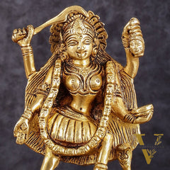 Brass kali mata idol with four arms 7 inch