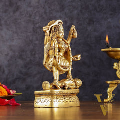 Brass kali mata idol with four arms 7 inch
