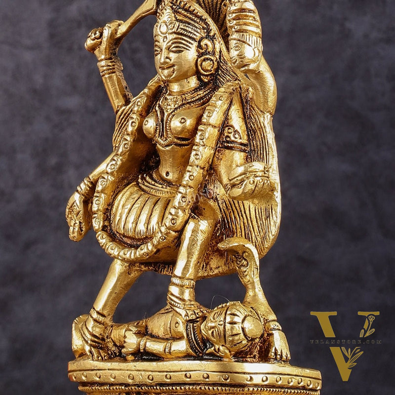 Brass kali mata idol with four arms 7 inch