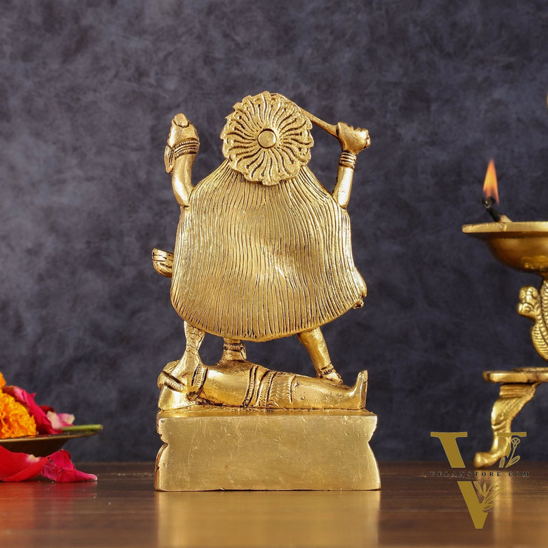 Brass kali mata idol with four arms 7 inch