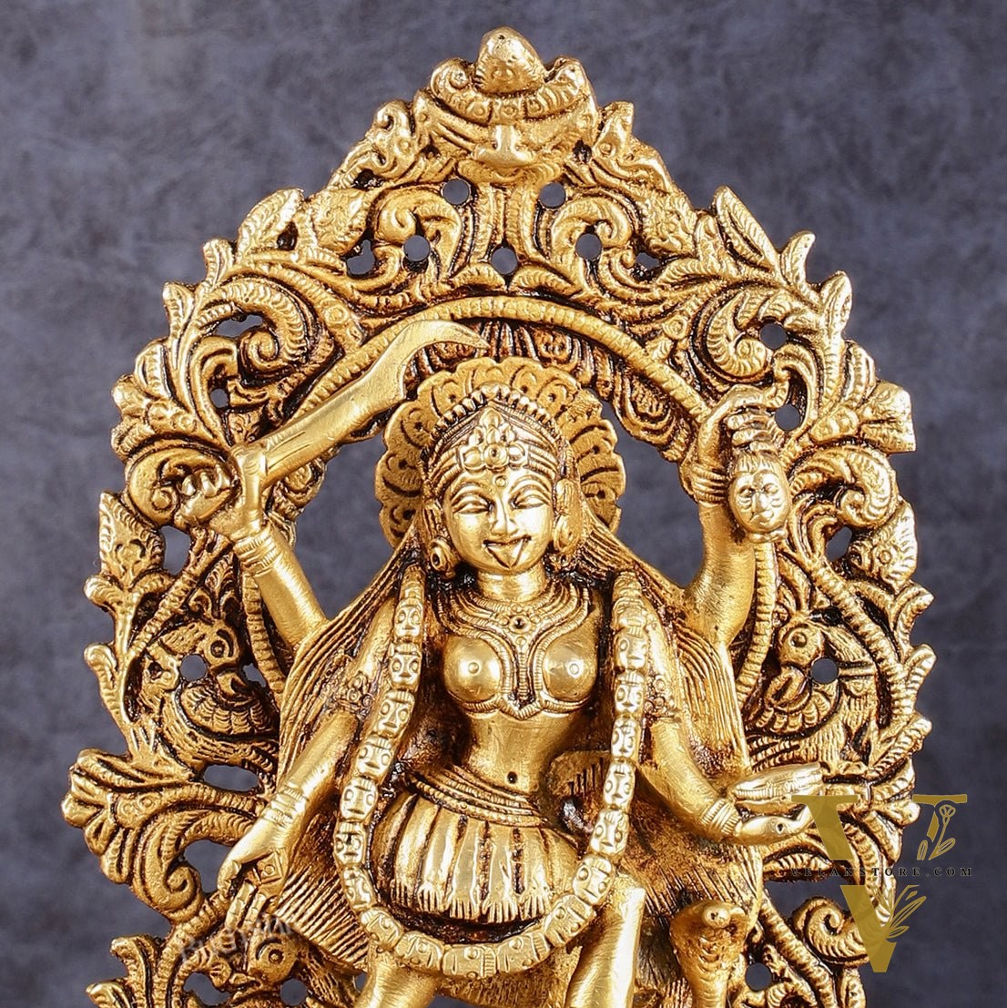 Brass kali mata idol with four arms 8 inch