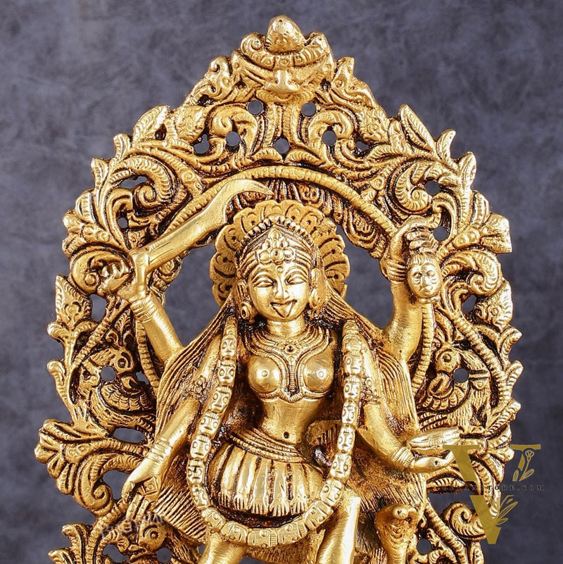 Brass kali mata idol with four arms 8 inch