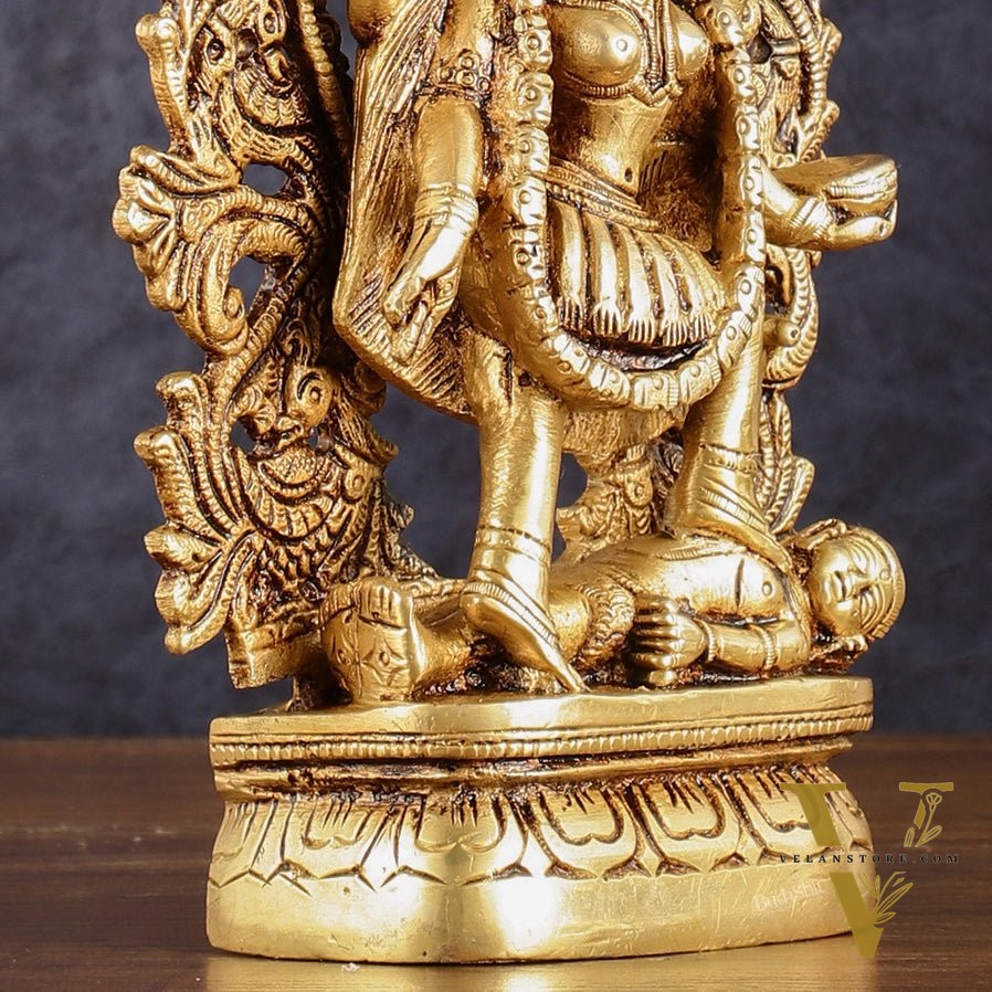 Brass kali mata idol with four arms 8 inch