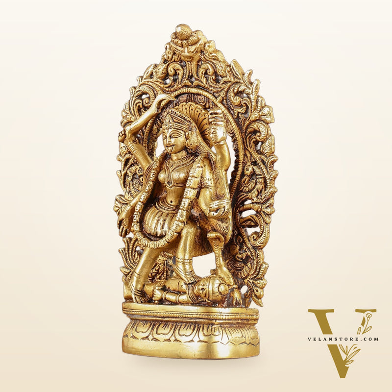 Brass kali mata idol with four arms 8 inch